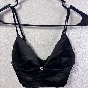 La Hearts Black Satin Top